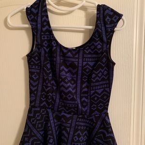 Navy and Black Aztec Peplum Top